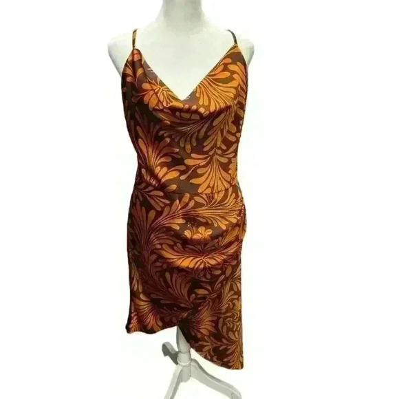 DRESS FORUM DECO ASYMETRICAL HEM MINI DRESS OPEN BACK SPAGHETTI STRAP SIZE L - Picture 12 of 16